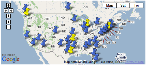 Map of Explorica's Teacher to Teacher Network